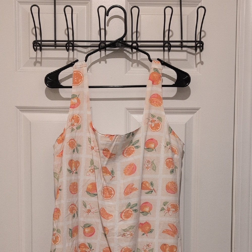 Orange Fruit Print Sleeveless Top